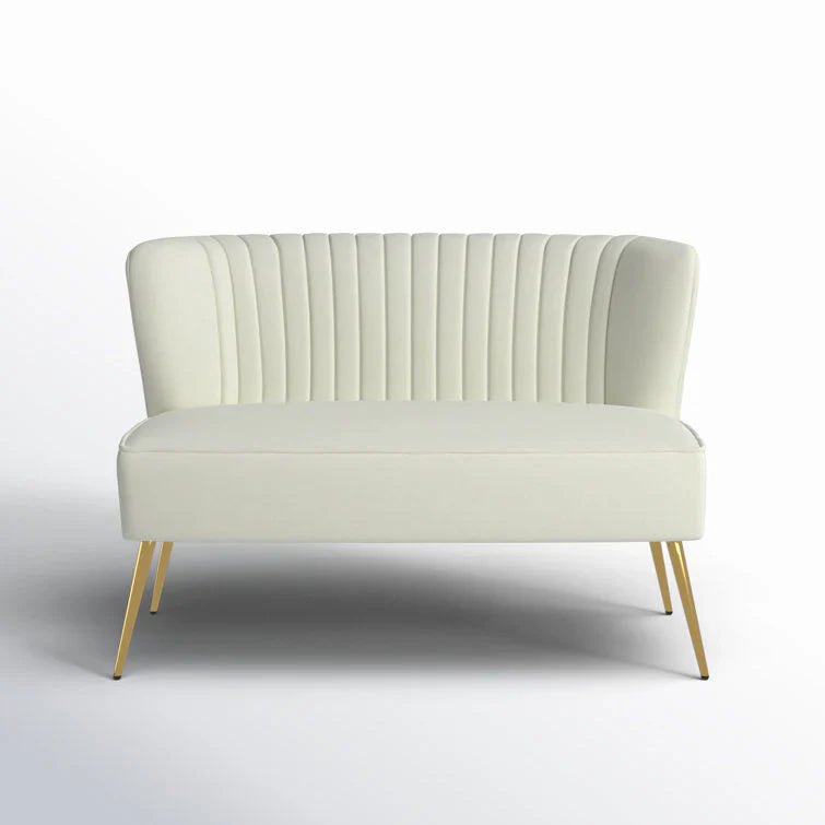 White Velvet Armless Sofa Lounge Chair with Golden Legs
