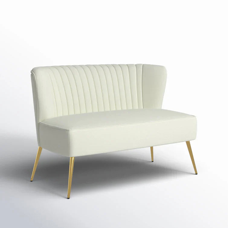 White Velvet Armless Sofa Lounge Chair with Golden Legs
