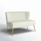 White Velvet Armless Sofa Lounge Chair with Golden Legs