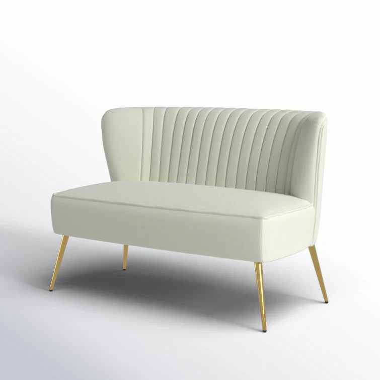 White Velvet Armless Sofa Lounge Chair with Golden Legs