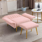 Pink Convertible Sofa Lounge Chair with Ottoman