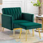 Green Convertible Sofa Lounge Chair with Ottoman