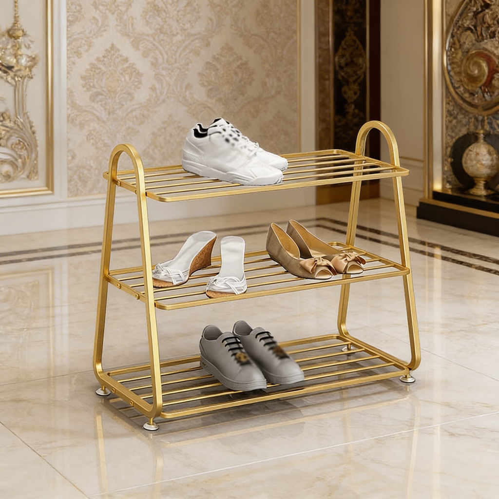 3 Layer Metal Shoe Rack Large Capacity Shoe Cabinet
