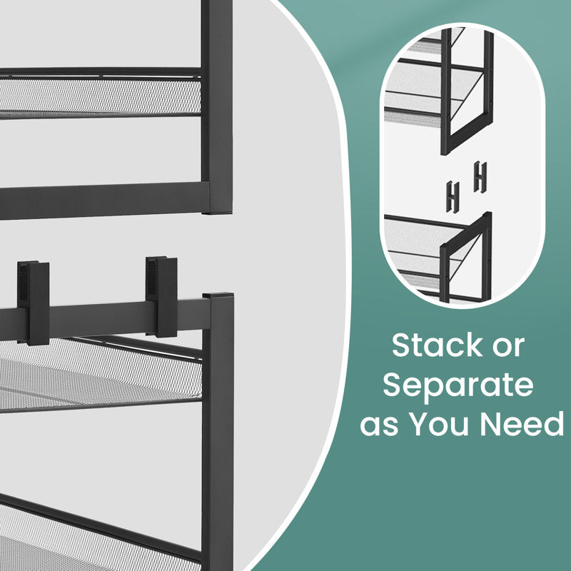 Tall 10-Layer Shoe Storage Rack with Metal Frame, Multi-Tier Shoe Organizer for Bedroom or Hallway