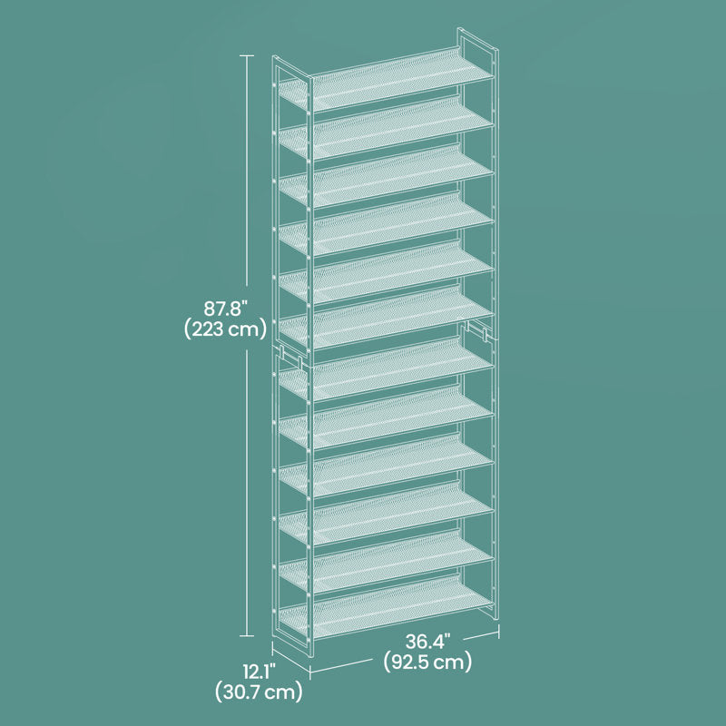 Tall 10-Layer Shoe Storage Rack with Metal Frame, Multi-Tier Shoe Organizer for Bedroom or Hallway