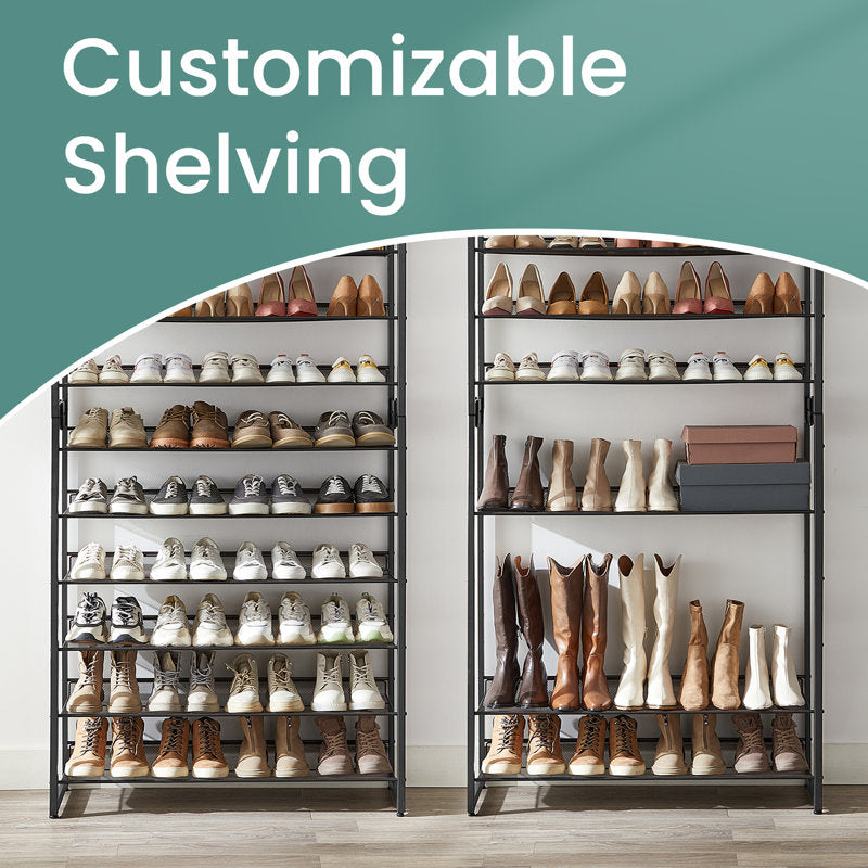 Tall 10-Layer Shoe Storage Rack with Metal Frame, Multi-Tier Shoe Organizer for Bedroom or Hallway