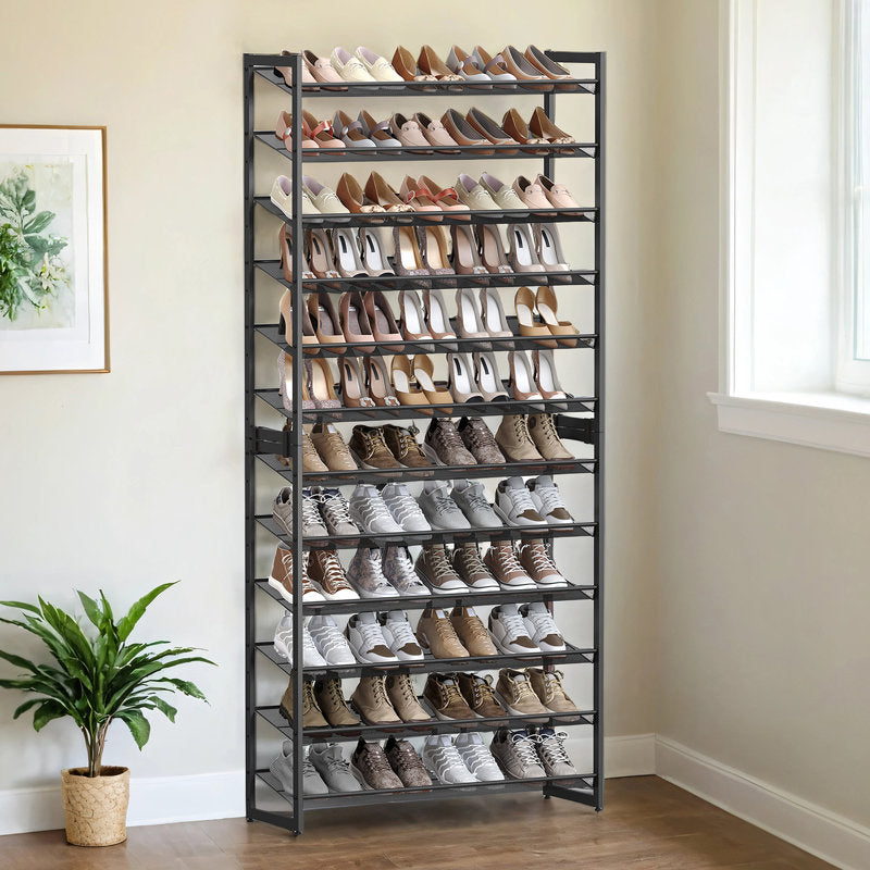 Tall 10-Layer Shoe Storage Rack with Metal Frame, Multi-Tier Shoe Organizer for Bedroom or Hallway