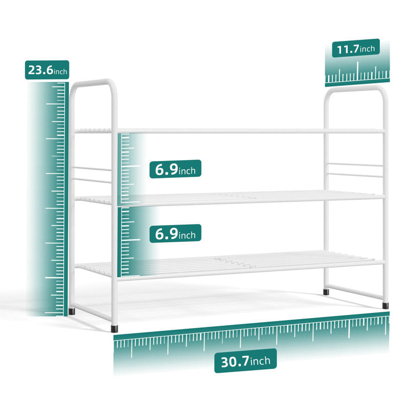 Modern Shoe Rack Organizer with Top Storage Shelf, Metal Shoe Stand for Entryway or Closet