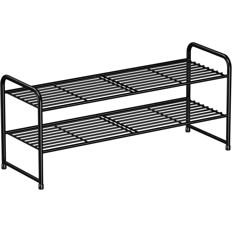 2-Tier Metal Shoe Rack Organizer, Space-Saving Shoe Storage Shelf for Entryway or Closet