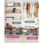 2-Tier Metal Shoe Rack Organizer, Space-Saving Shoe Storage Shelf for Entryway or Closet