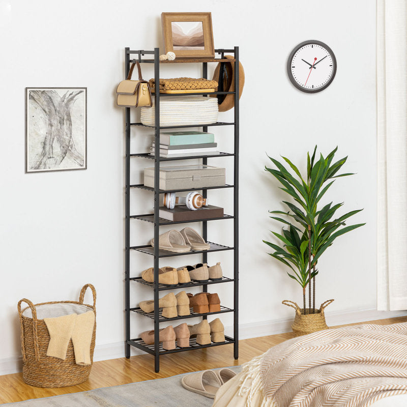 Modern Narrow Shoe Rack Tower with Storage Shelves, Space-Saving Shoe Organizer for Home