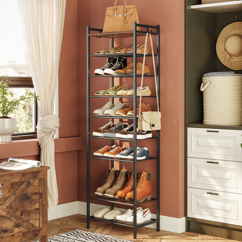 Modern Narrow Shoe Rack Tower with Storage Shelves, Space-Saving Shoe Organizer for Home
