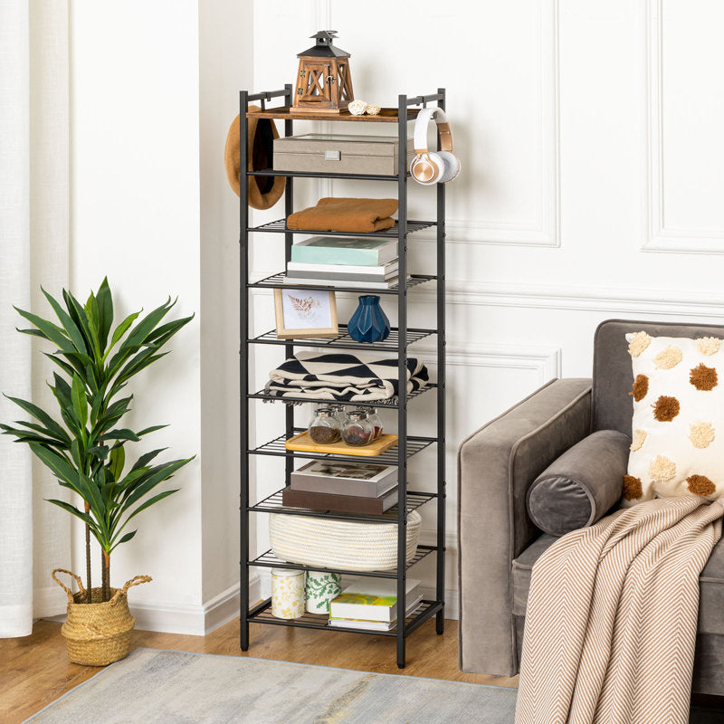 Modern Narrow Shoe Rack Tower with Storage Shelves, Space-Saving Shoe Organizer for Home