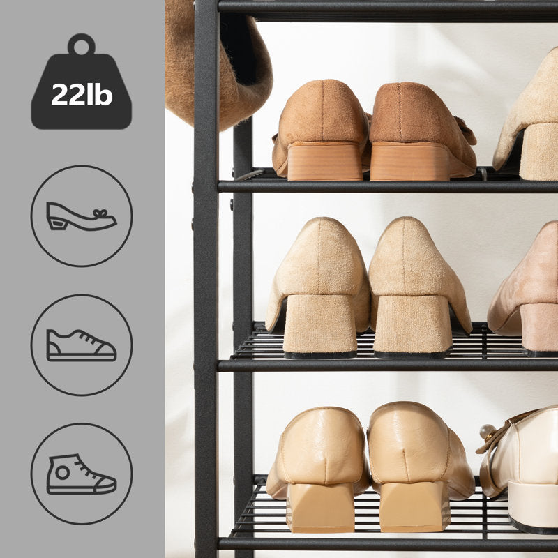 Modern Narrow Shoe Rack Tower with Storage Shelves, Space-Saving Shoe Organizer for Home