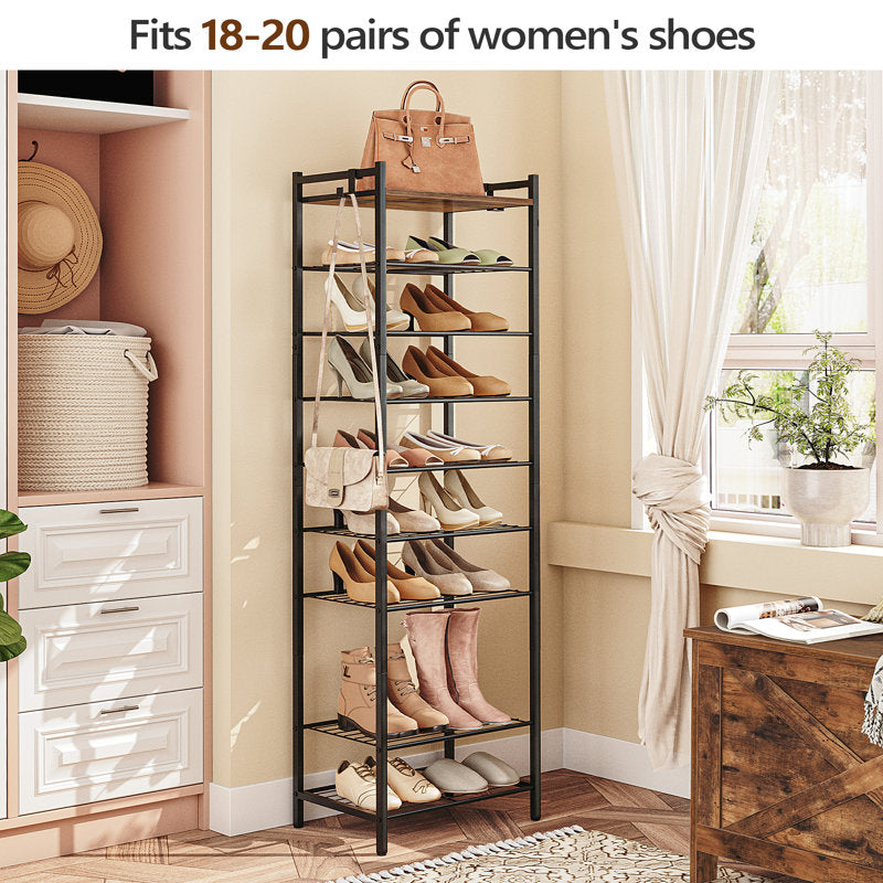 Modern Narrow Shoe Rack Tower with Storage Shelves, Space-Saving Shoe Organizer for Home