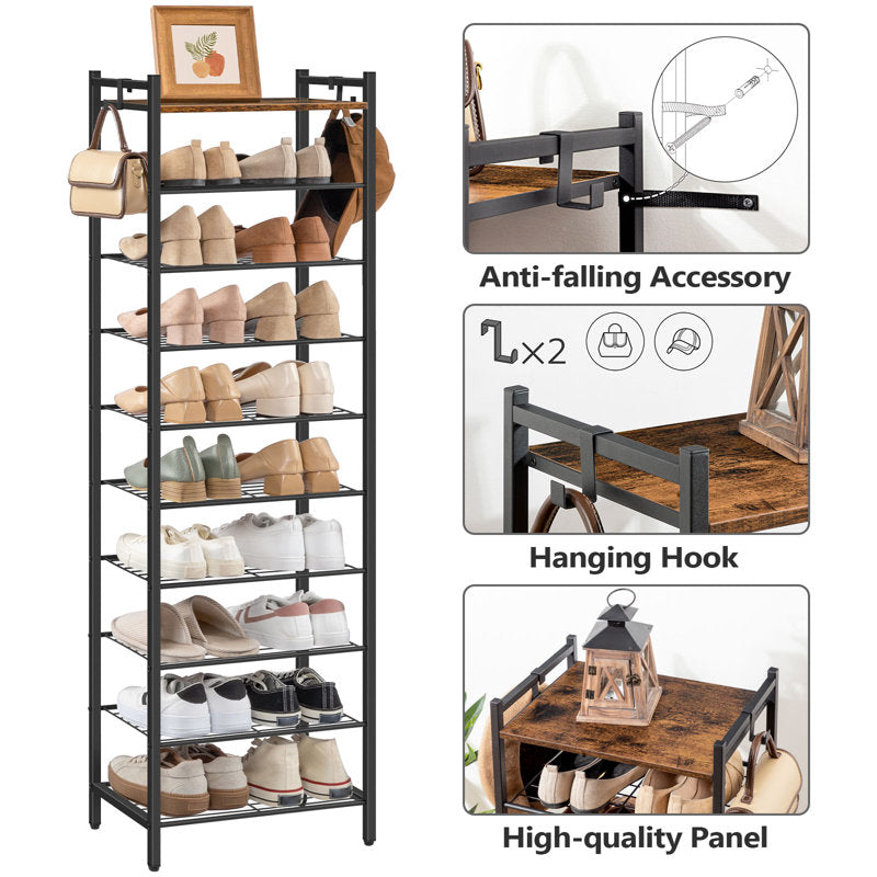 Modern Narrow Shoe Rack Tower with Storage Shelves, Space-Saving Shoe Organizer for Home