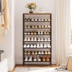 7-Tier Shoe Rack Organizer with Wooden Top, Large Capacity Shoe Storage Shelf for Entryway