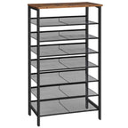 7-Tier Shoe Rack Organizer with Wooden Top, Large Capacity Shoe Storage Shelf for Entryway