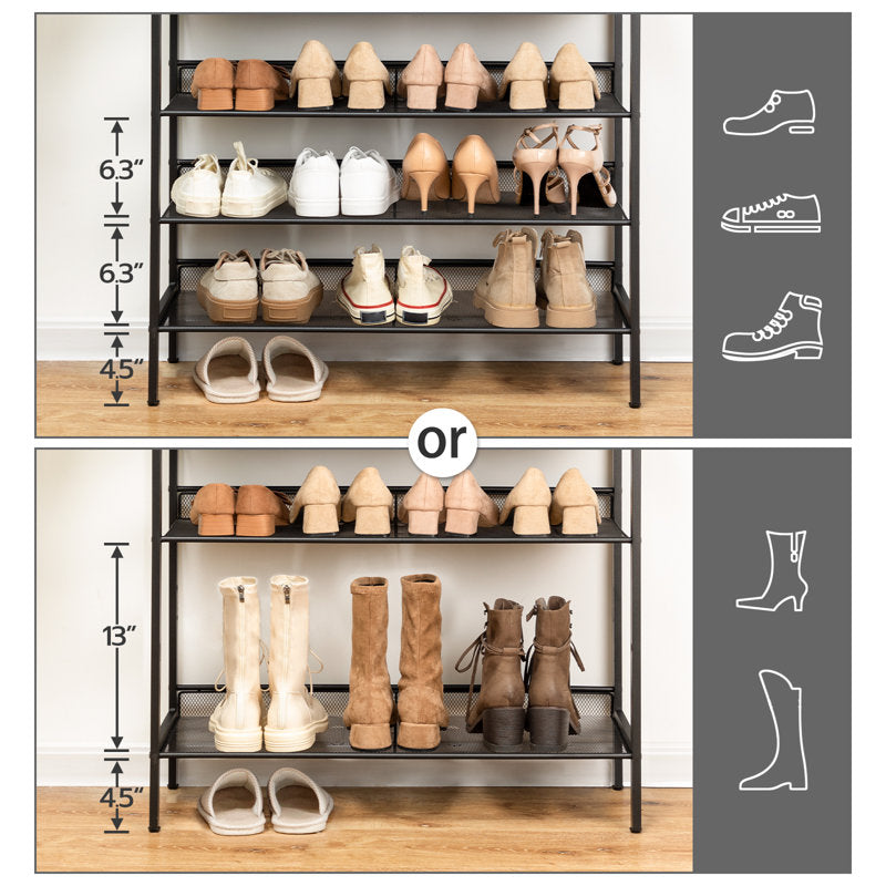 7-Tier Shoe Rack Organizer with Wooden Top, Large Capacity Shoe Storage Shelf for Entryway