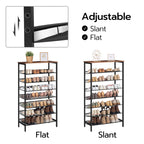 7-Tier Shoe Rack Organizer with Wooden Top, Large Capacity Shoe Storage Shelf for Entryway