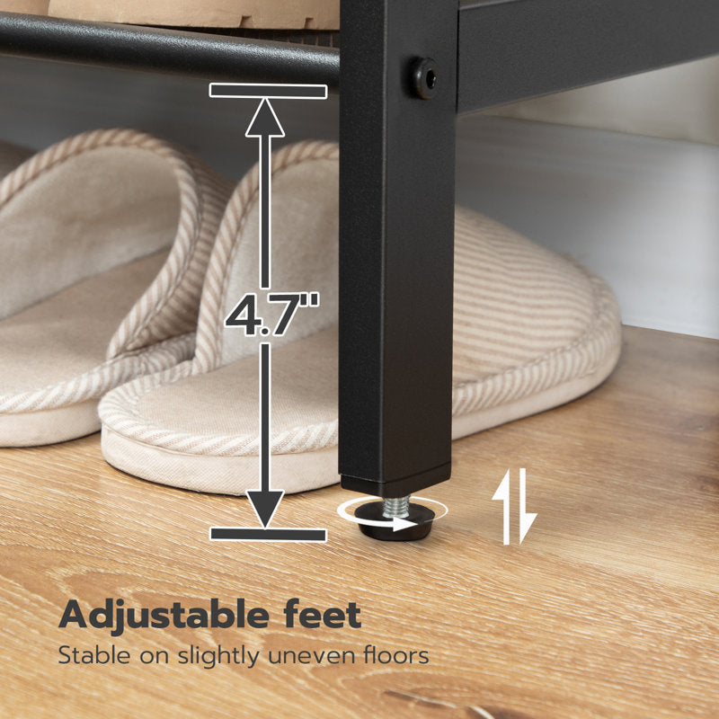 Modern 5-Layer Shoe Storage Rack with Wood Top Durable Metal Shoe Organizer