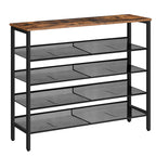 Modern 5-Layer Shoe Storage Rack with Wood Top Durable Metal Shoe Organizer