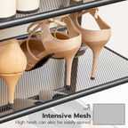 Modern 5-Layer Shoe Storage Rack with Wood Top Durable Metal Shoe Organizer