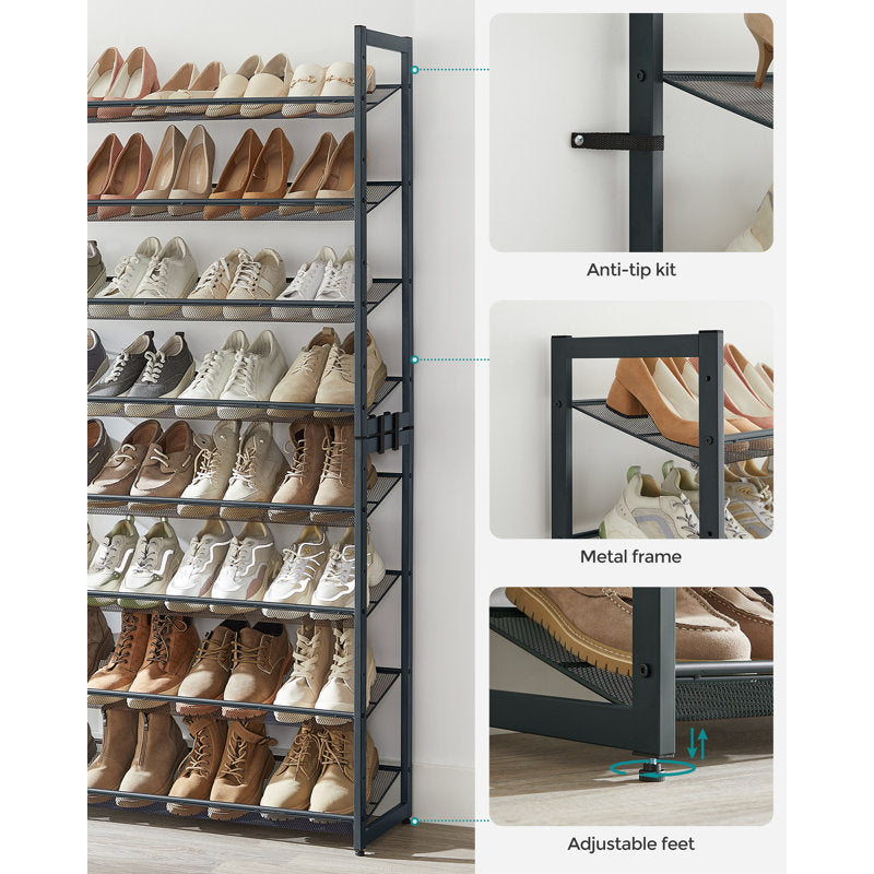 8-Tier Tall Shoe Rack Organizer, Large Capacity Shoe Storage Shelf for Entryway or Closet