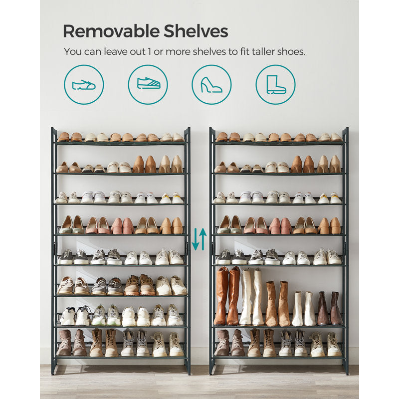 8-Tier Tall Shoe Rack Organizer, Large Capacity Shoe Storage Shelf for Entryway or Closet