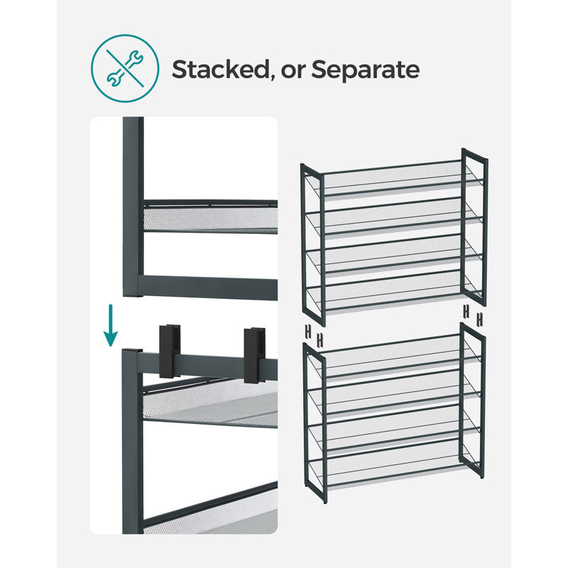 8-Tier Tall Shoe Rack Organizer, Large Capacity Shoe Storage Shelf for Entryway or Closet