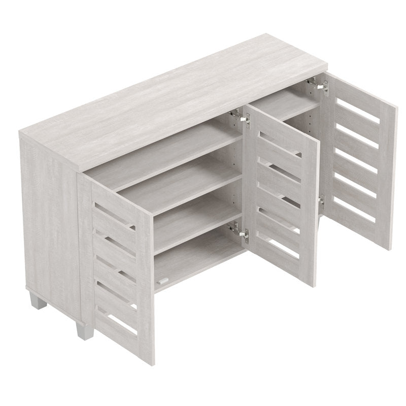 Wooden Shoe Cabinet with Ventilated Doors, Stylish Entryway Shoe Storage Organizer