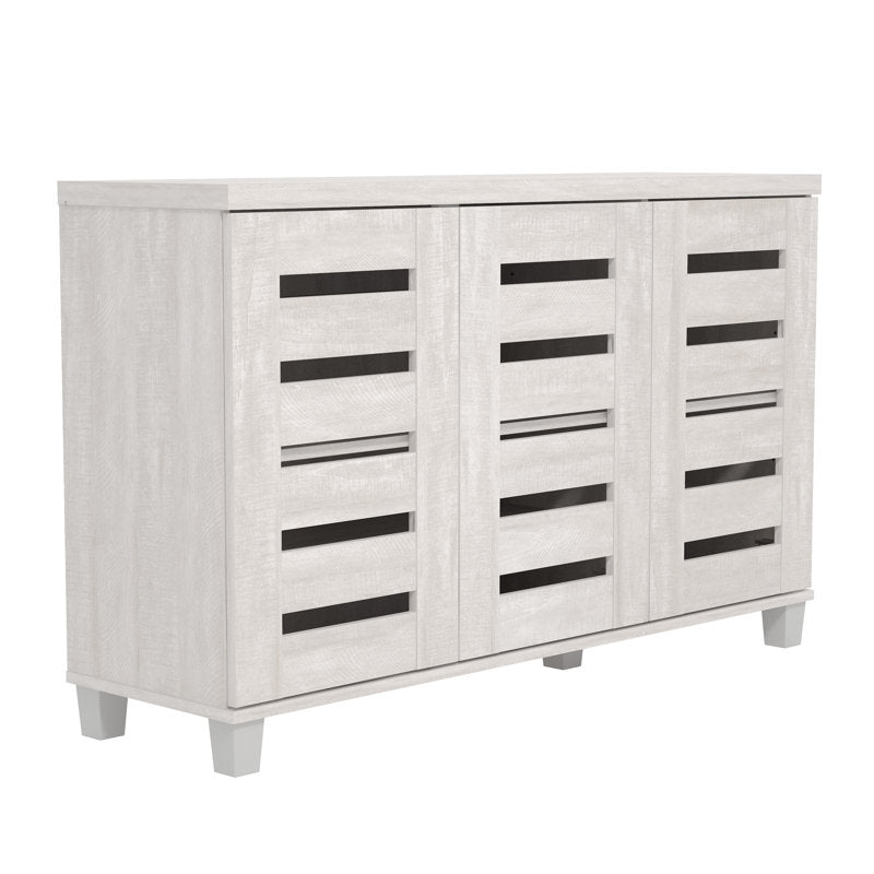 Wooden Shoe Cabinet with Ventilated Doors, Stylish Entryway Shoe Storage Organizer