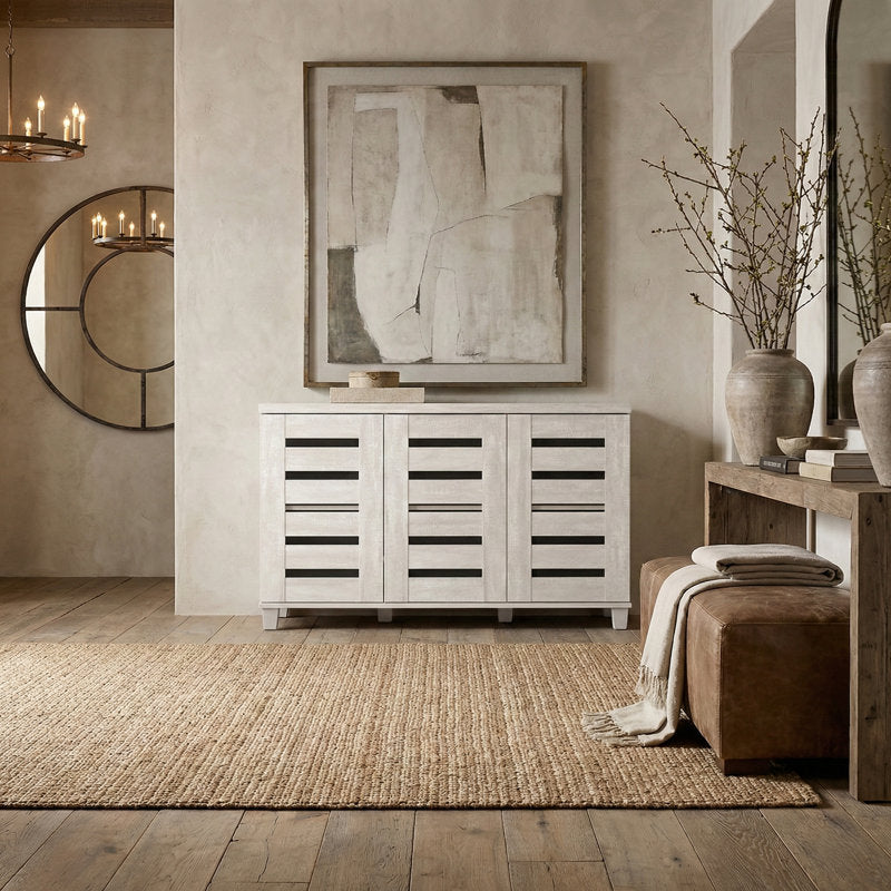 Wooden Shoe Cabinet with Ventilated Doors, Stylish Entryway Shoe Storage Organizer