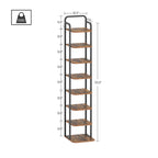 Narrow 8-Tier Shoe Rack with Wooden Shelves, Space-Saving Shoe Organizer for Entryway