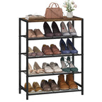 Modern 4-Tier Shoe Storage Rack with Wood Top, Space-Saving Shoe Organizer