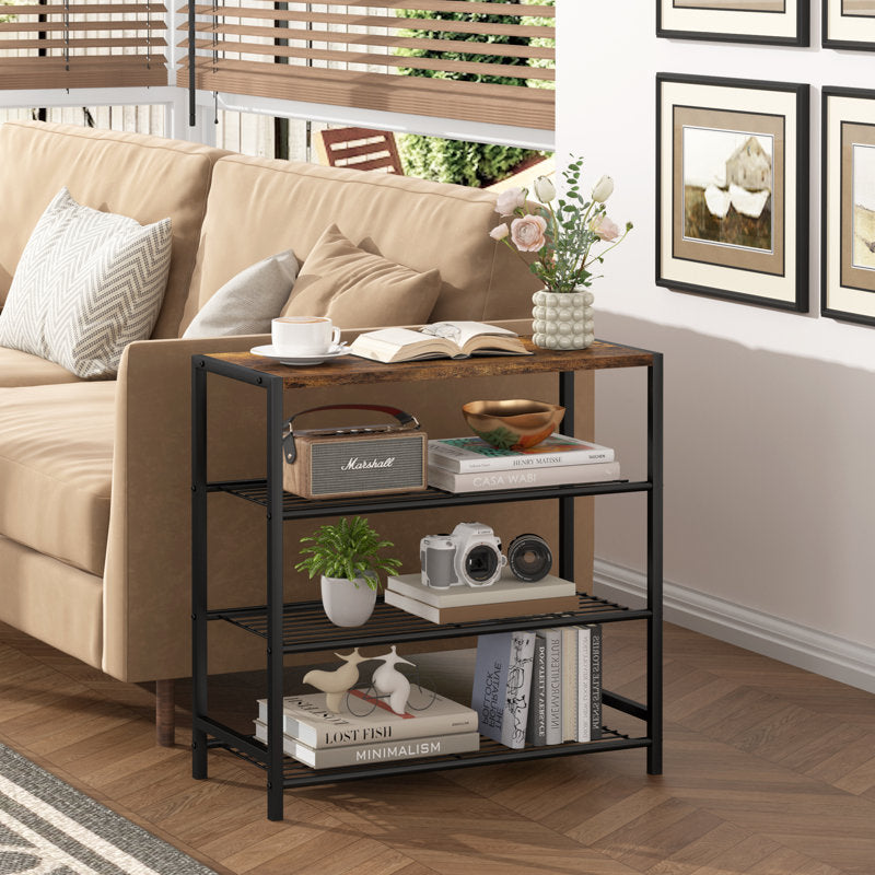 Natural Wood Shoe Storage Rack with 5 Shelves, Entryway Shoe Organizer