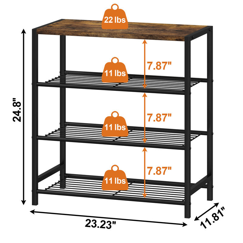 Natural Wood Shoe Storage Rack with 5 Shelves, Entryway Shoe Organizer