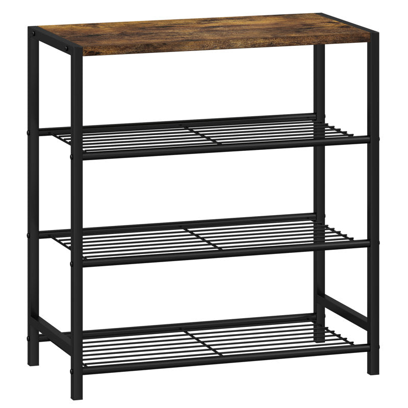 Natural Wood Shoe Storage Rack with 5 Shelves, Entryway Shoe Organizer