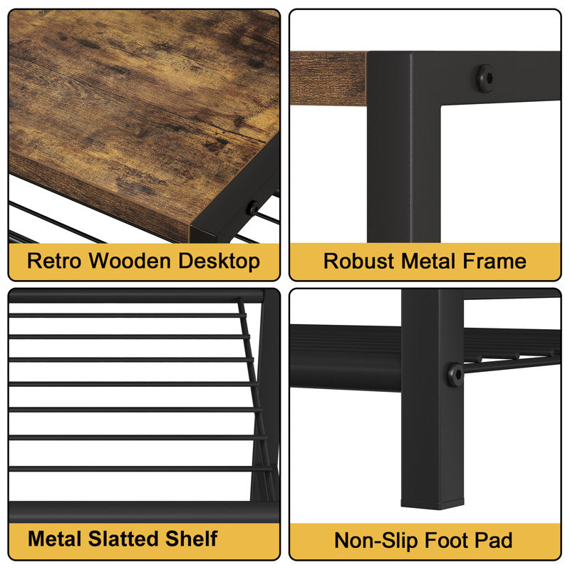 Natural Wood Shoe Storage Rack with 5 Shelves, Entryway Shoe Organizer