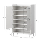 White Shoe Storage Cabinet with Doors and Bottom Shelf, Entryway Shoe Organizer