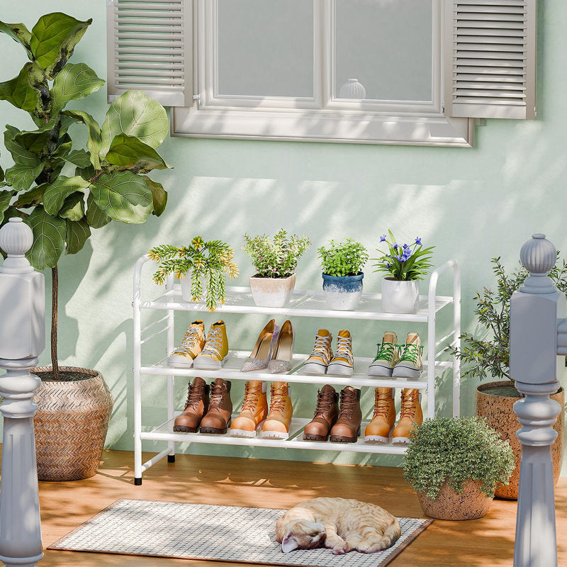 Freestanding White Shoe Storage Rack, Multi-Tier Shoe Organizer for Home