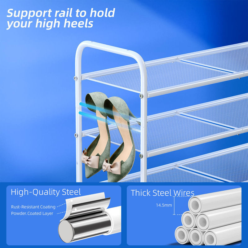 Freestanding White Shoe Storage Rack, Multi-Tier Shoe Organizer for Home