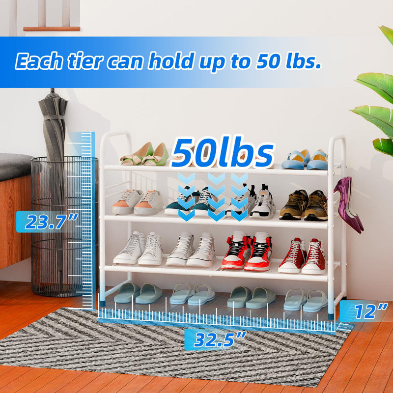 Freestanding White Shoe Storage Rack, Multi-Tier Shoe Organizer for Home