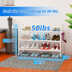 Freestanding White Shoe Storage Rack, Multi-Tier Shoe Organizer for Home