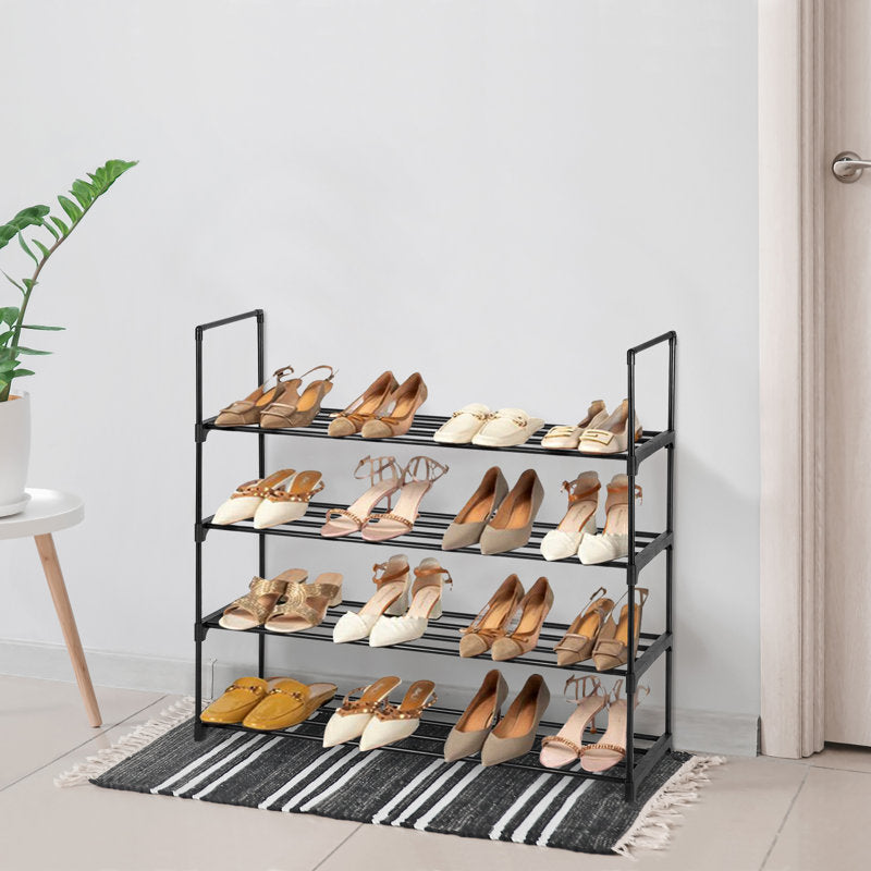 Modern 4-Layer Shoe Rack Stand, Durable Metal Shoe Organizer for Closet or Hallway