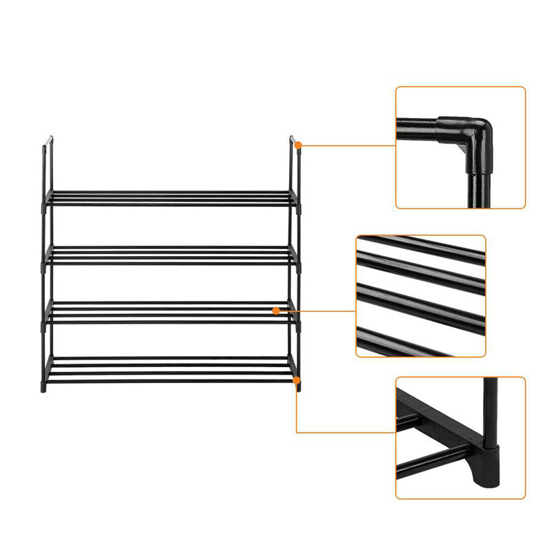 Modern 4-Layer Shoe Rack Stand, Durable Metal Shoe Organizer for Closet or Hallway