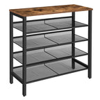 Modern 5-Layer Shoe Storage Rack with Wood Top, Durable Metal Shoe Organizer