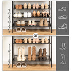 Modern 5-Layer Shoe Storage Rack with Wood Top, Durable Metal Shoe Organizer