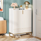 Elegant Shoe Cabinet with Decorative Doors, Stylish Entryway Shoe Storage