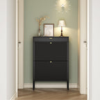 Modern Black Shoe Storage Cabinet with Doors, Stylish Entryway Shoe Organizer